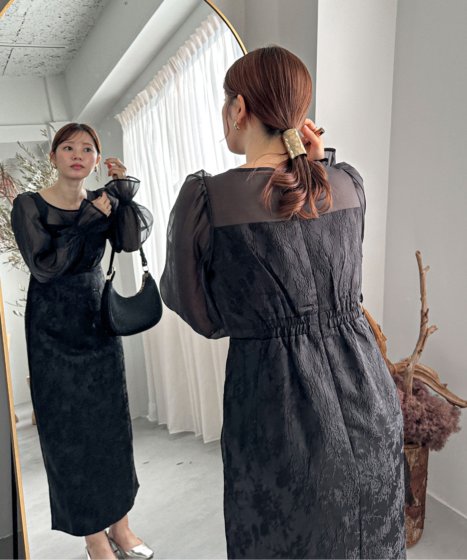 オケージョン】ジャガードビスチェドッキングワンピース