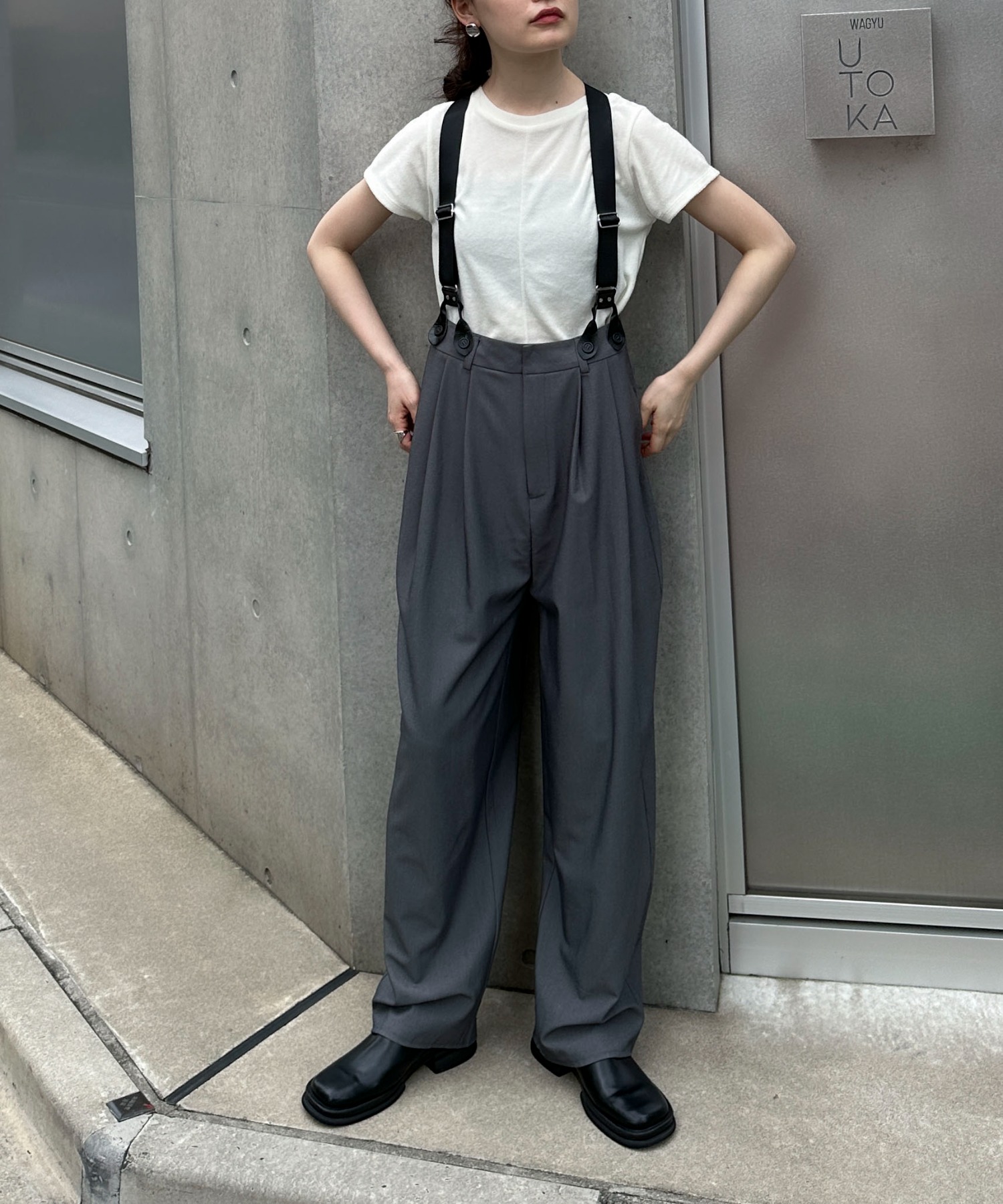 サスペンダーハイウエストパンツ | ファッション通販サイト NUGU