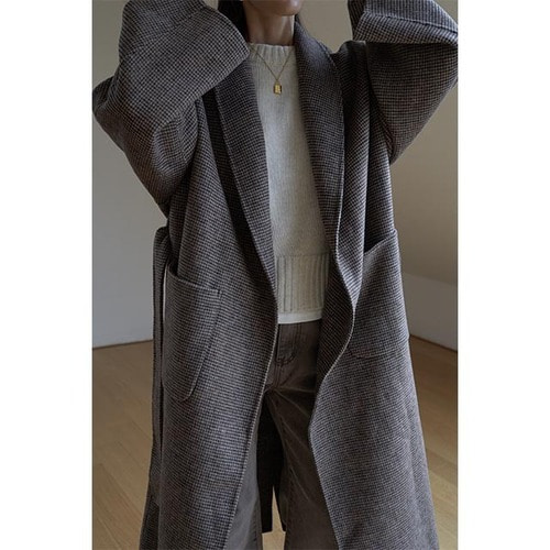 ORIGINAL) ショルカラーウールロングコート (チェック) | ファッション 