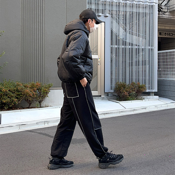 美品】グラム　クロップドパンツ　黒　サルエルパンツ　サイズ3 大きめ　ストレッチ サルエルパンツ メンズ サルエル ブラック 黒 スキニーパンツ