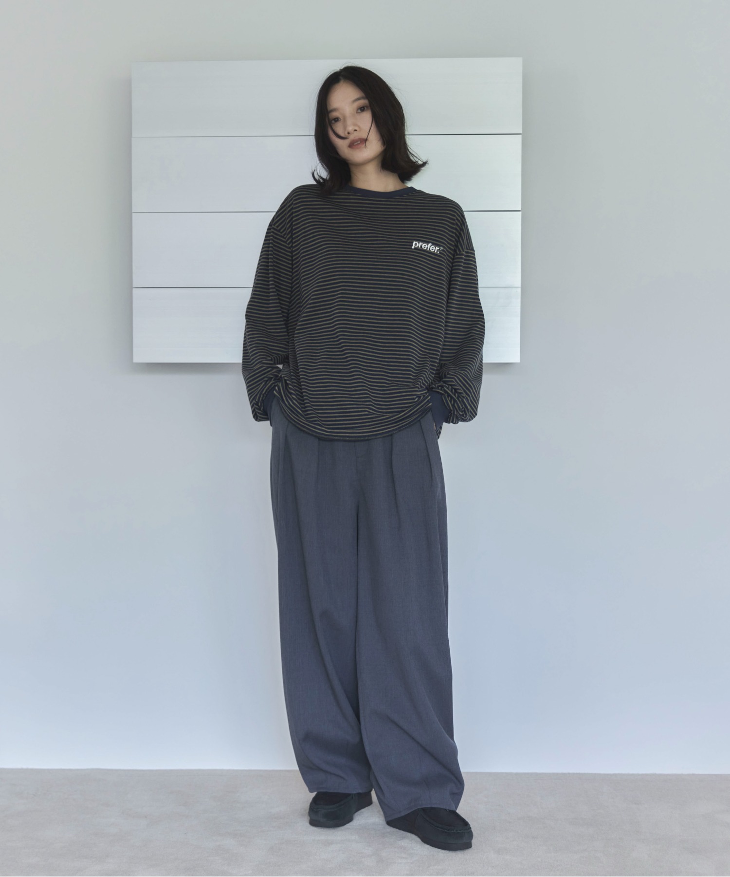 セットアップ可】コンフォートツイードツータックカーブスラックス