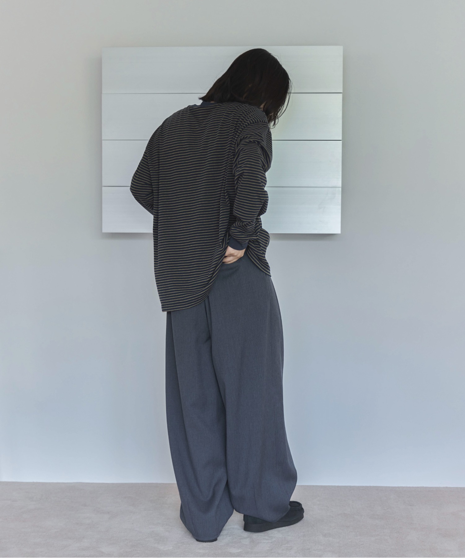 セットアップ可】コンフォートツイードツータックカーブスラックス