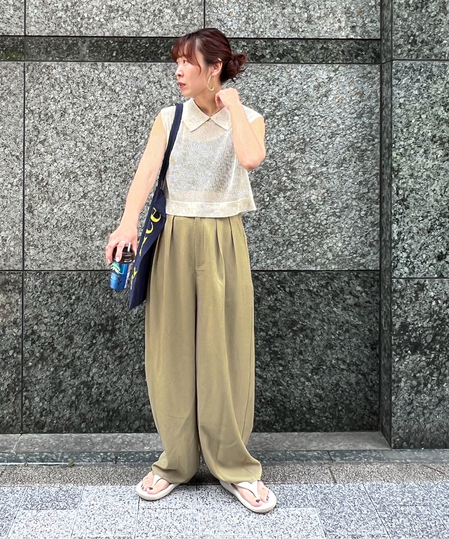 セットアップ可】コンフォートツイードツータックカーブスラックス