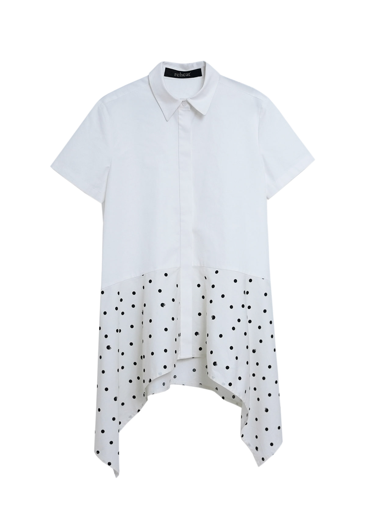 CAT DOT FLARE SHIRT WHITE