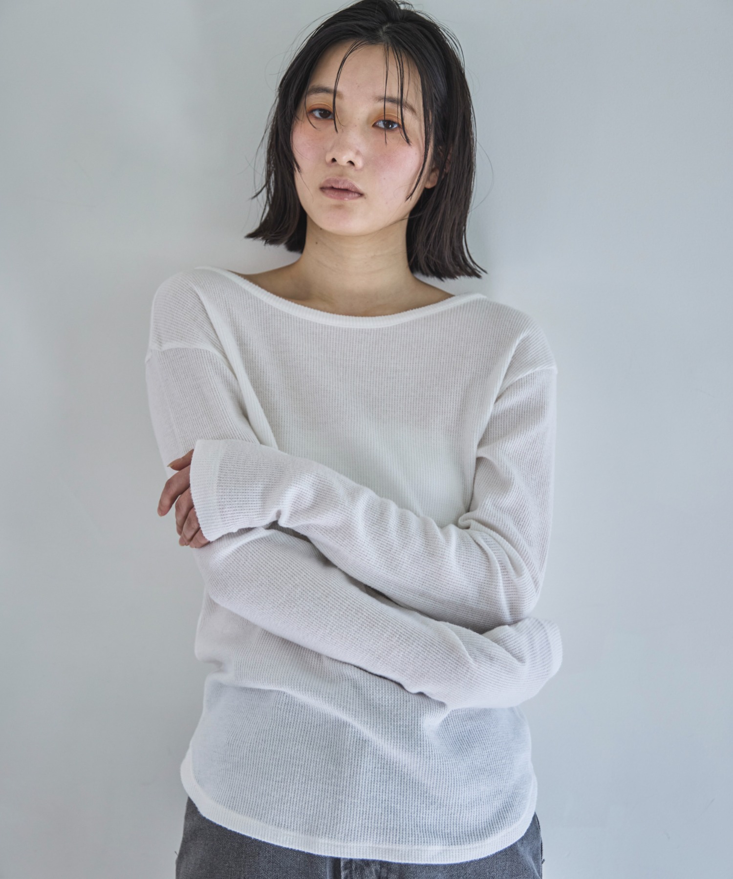 ゆう ページ GU公式 | 2WAYワッフルボタンオーバーサイズT(長袖)+E