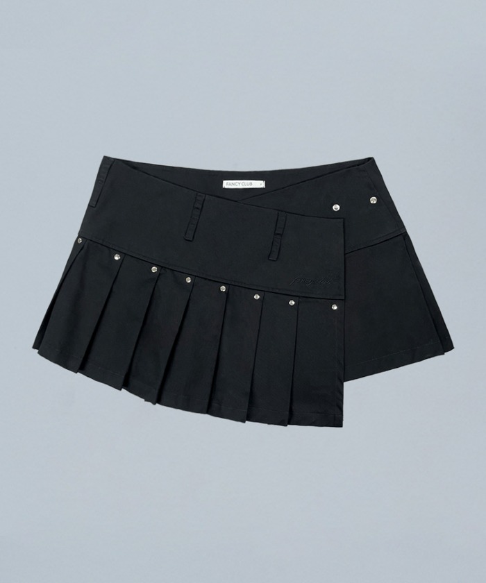K-POPアイドル着用] PLEATS LAYERED WRAP SKIRT (BLACK)_F24ZD885