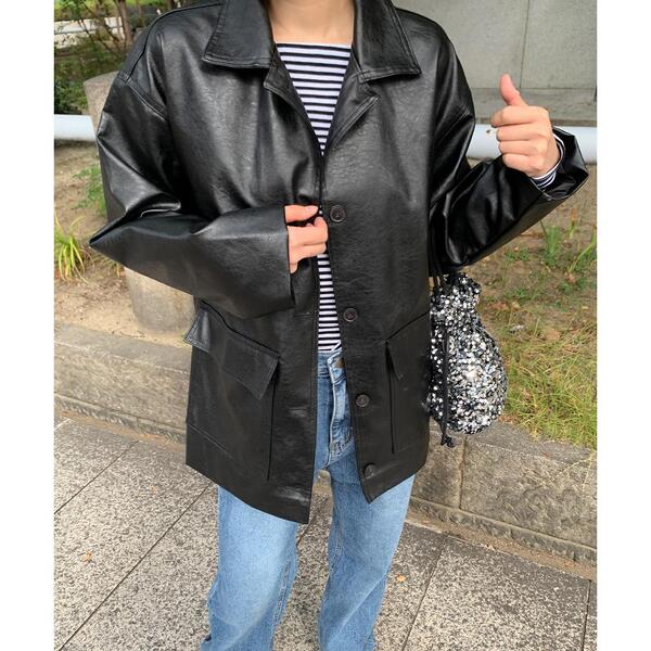 レザーミドルコート | ファッション通販サイト NUGU