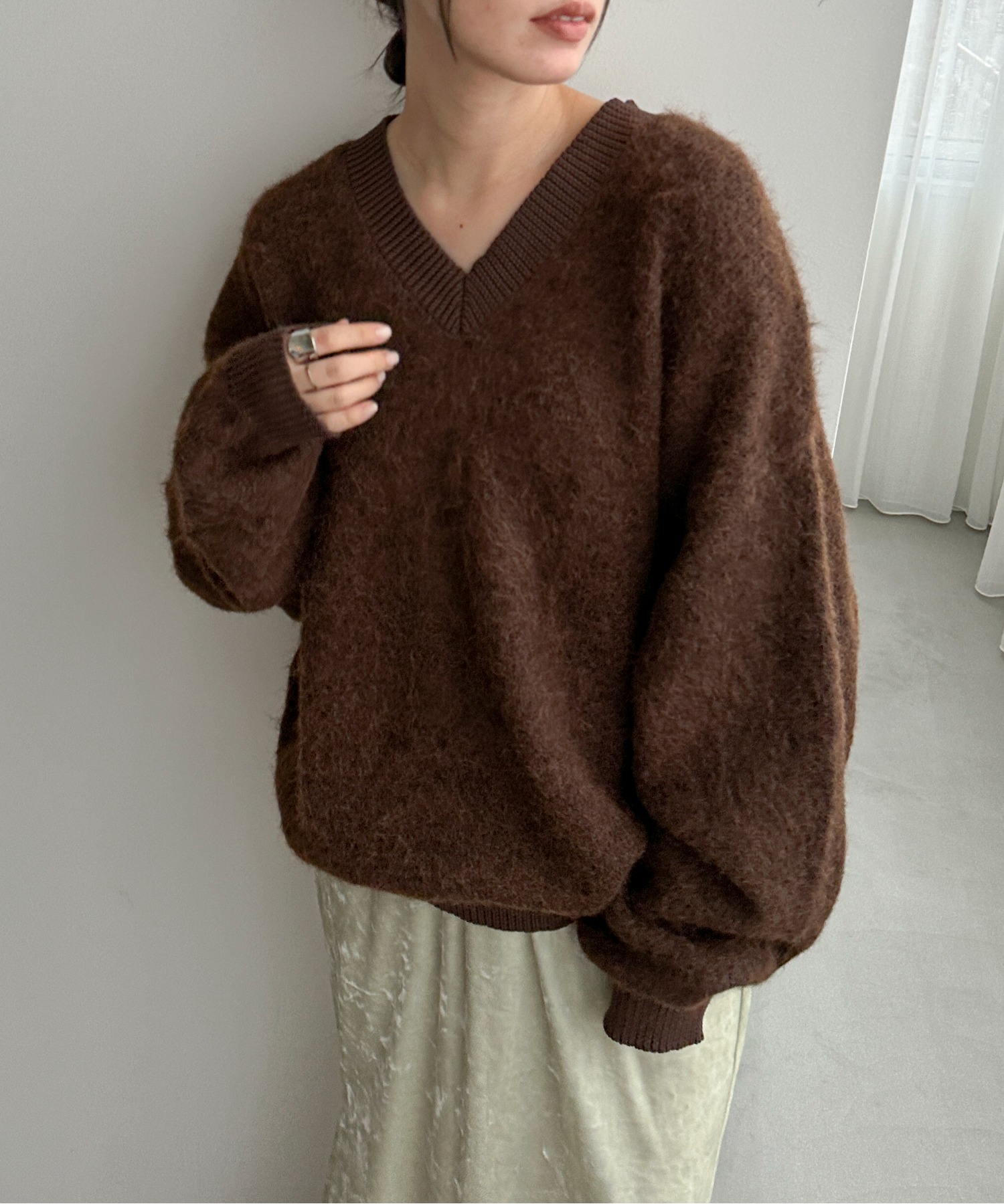 【EMPORIO ARMANI/エンポリオ アルマーニ】凹凸リブニット ショールカラー風 クロスVネック ヴァージンウール ストレッチニット/セーター SALE！50%OFFアンフィル unfil スーパーファイン ラムズ