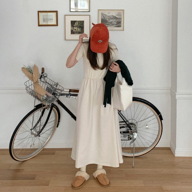 コットンロングワンピース