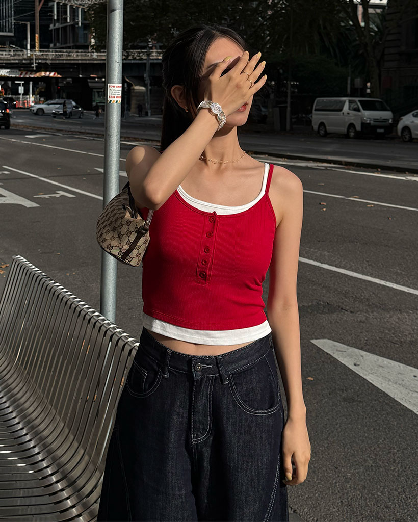 レイヤードバイカラーノースリーブ