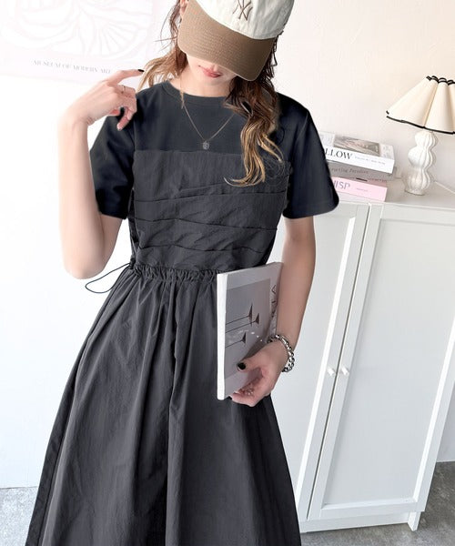 美品✨現行✨イウエンマトフ　切替ボーダードッキングワンピース　36 洗える 美品✨現行✨イウエンマトフ 切替ボーダードッキングワンピース