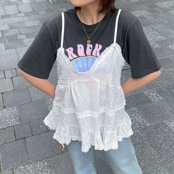 TheBarnnet ピンクフリルキャミソール nugu TheBarnnet ピンクフリルキャミソール nugu