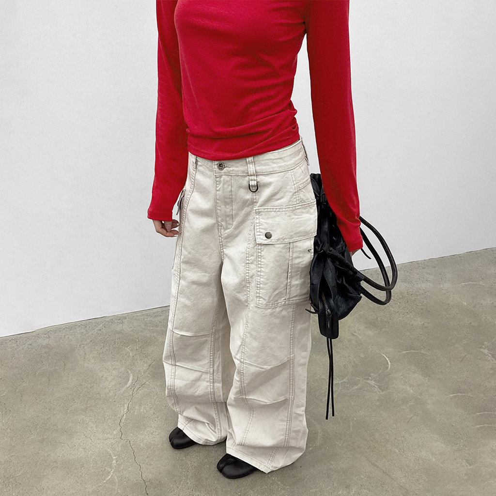 (UNISEX)ウォッシュ切替ワイドパンツ