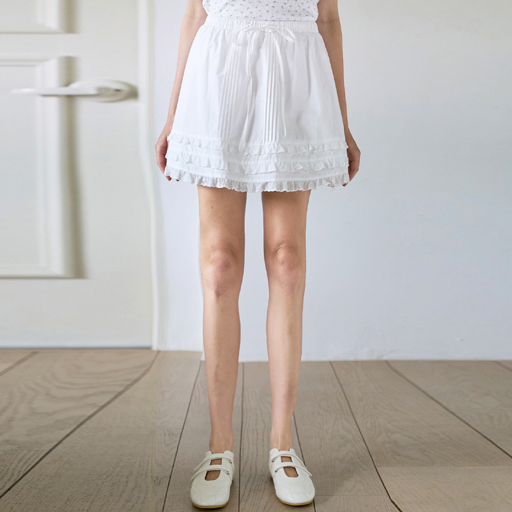 Tiered frill pintuck mini skirt