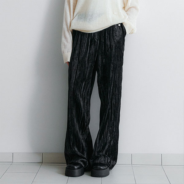 (PT-5727)VELVET CREASE BANDING PANTS