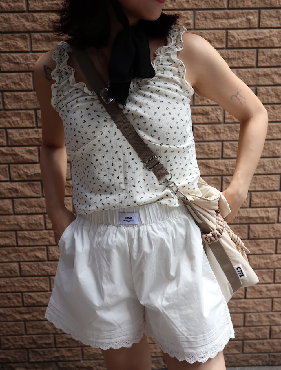 45r 小花柄 ガーゼタンクトップ コットン 45r 小花柄 ガーゼタンクトップ コットン