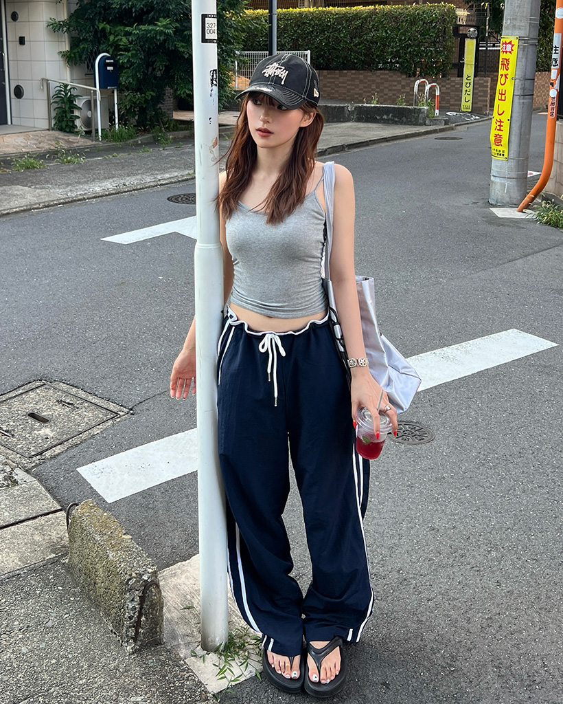 EGDE« INFINITYサイドライン トラックパンツ notch.｜[高身長さんサイズ有]サイドラインワイドトラックパンツ