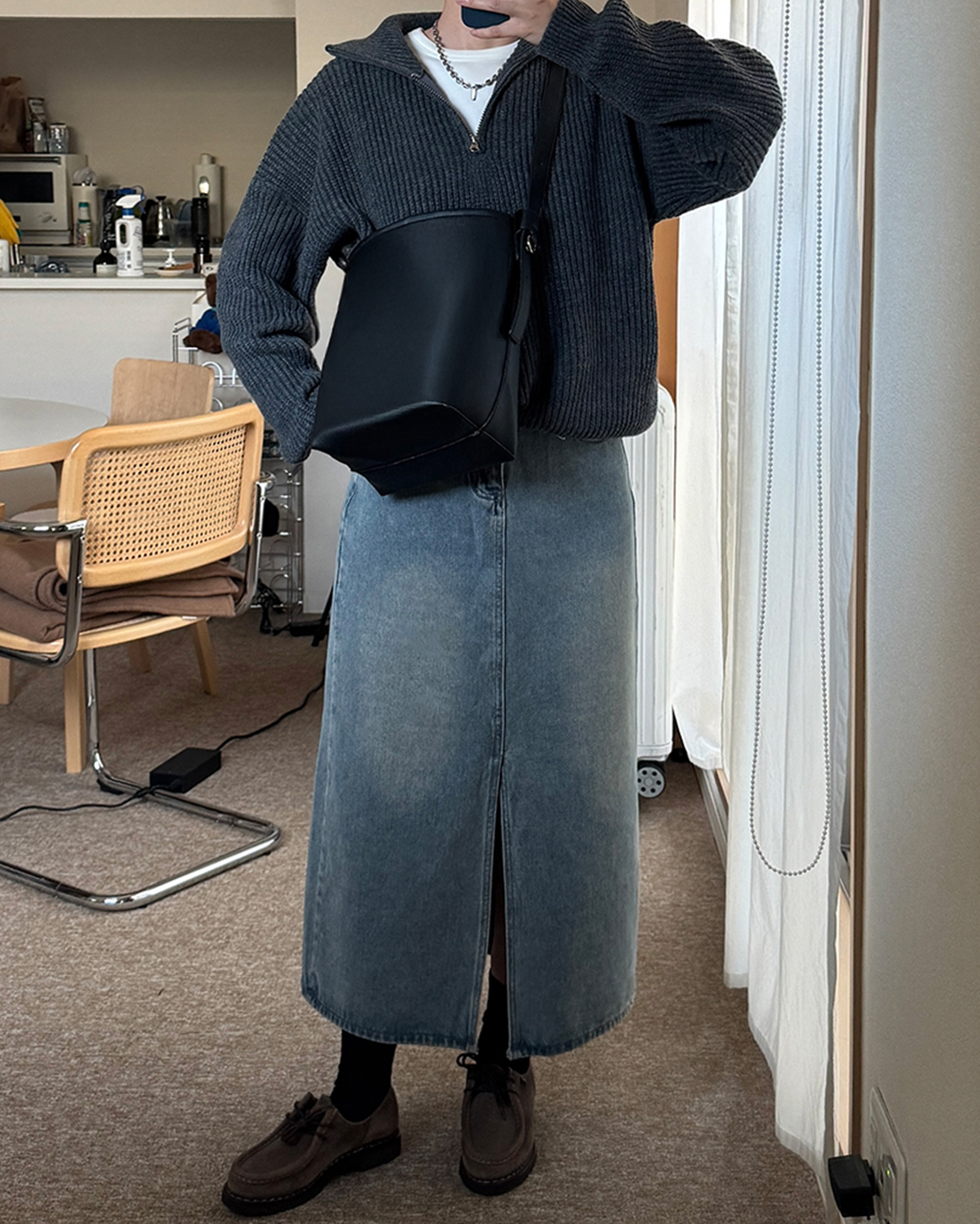 ハイネックハーフジップニットセーター | ファッション通販サイト NUGU