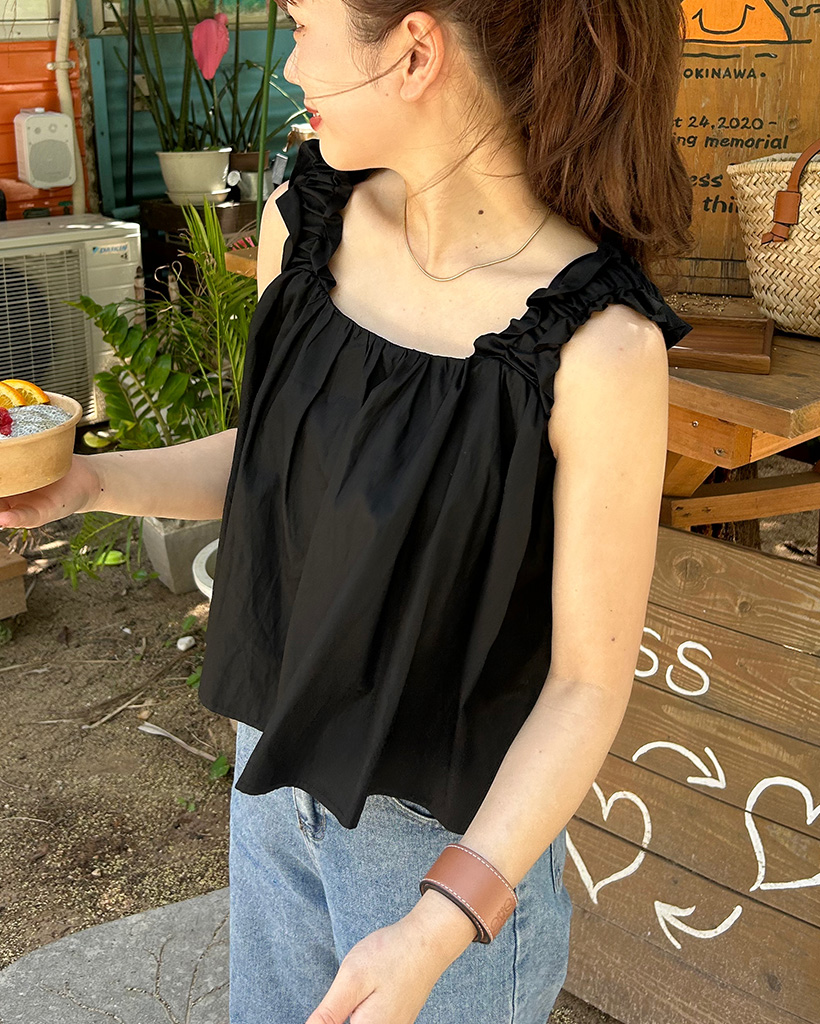 【Canaria Style】フリルスリーブリネンブラウス Canaria Style】フリルスリーブリネンブラウス | TOPS | 元町