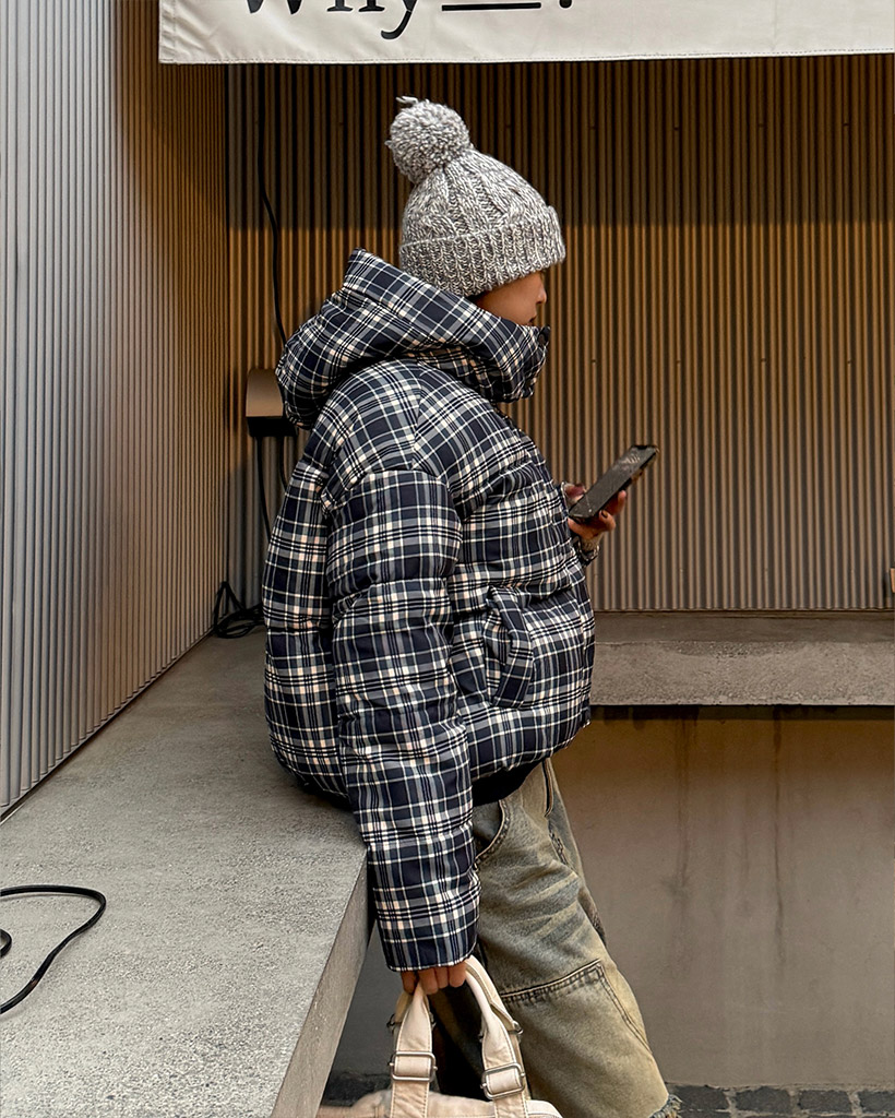 チェック フードダウンジャケット | ファッション通販サイト NUGU