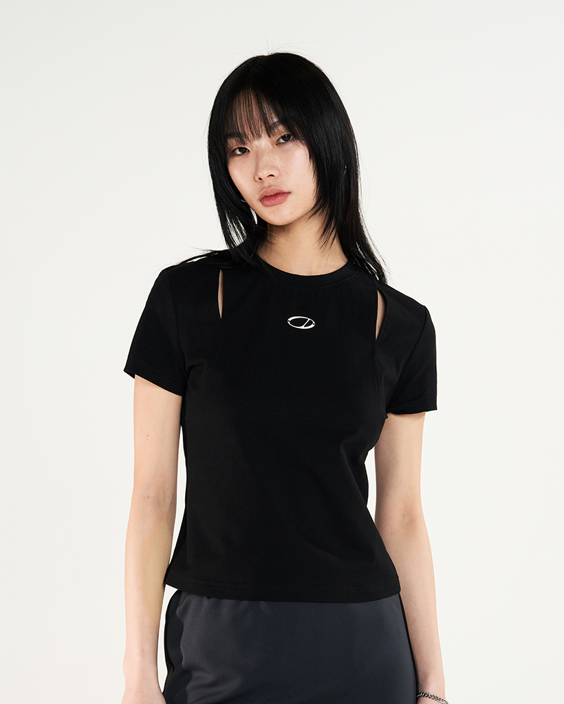 Odd Signature Cut-off Slim T-Shirt - black | ファッション