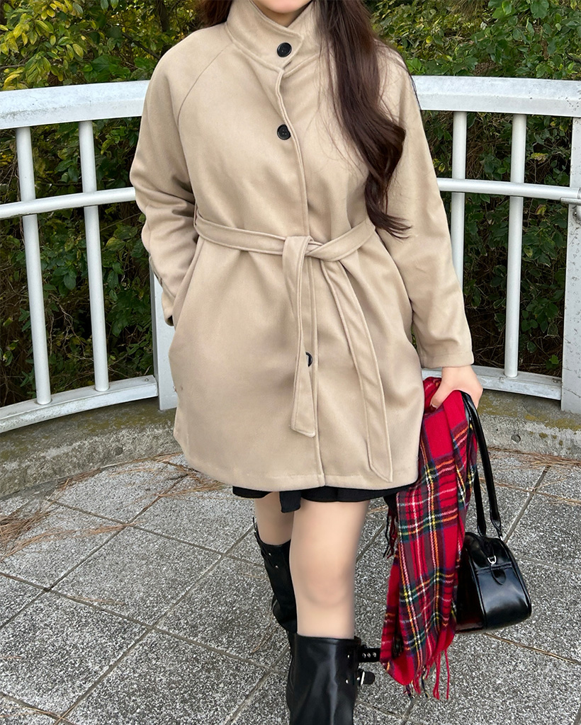 ベルトセットハイネックハーフコート | ファッション通販サイト NUGU