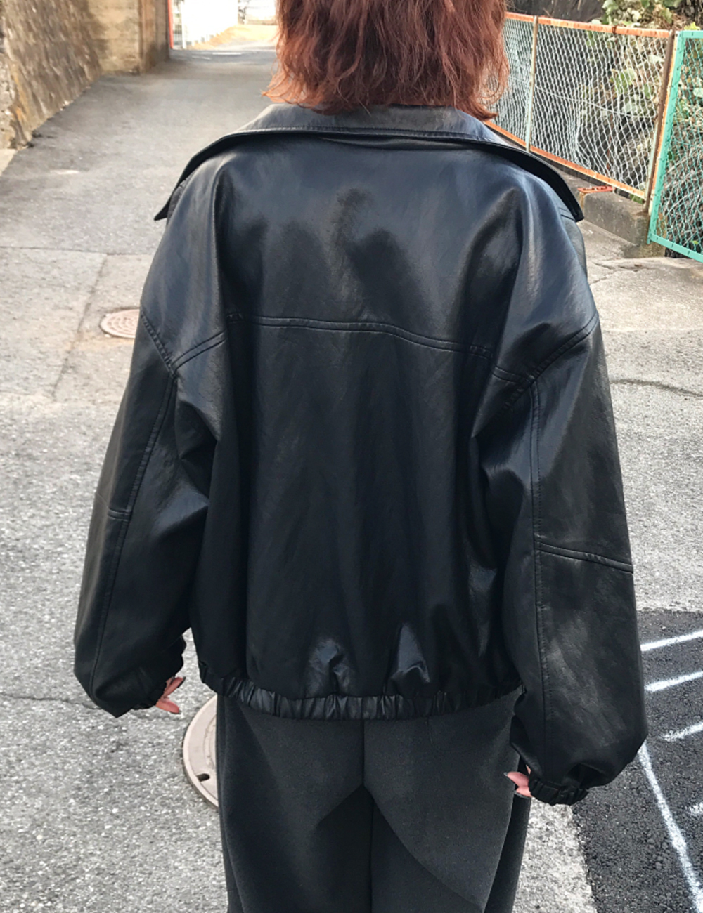 ボタンオーバーサイズレザージャケット | ファッション通販