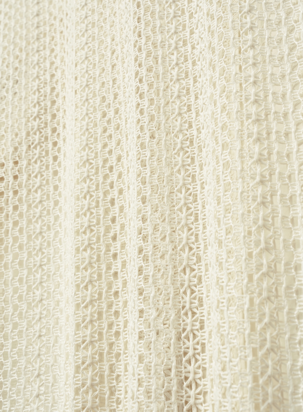 ★人気★【KNITTED】★Open Collar Crochet Half Knit Te.e★ Crochet Open Collar Half Shirt - Cream | ファッション通販