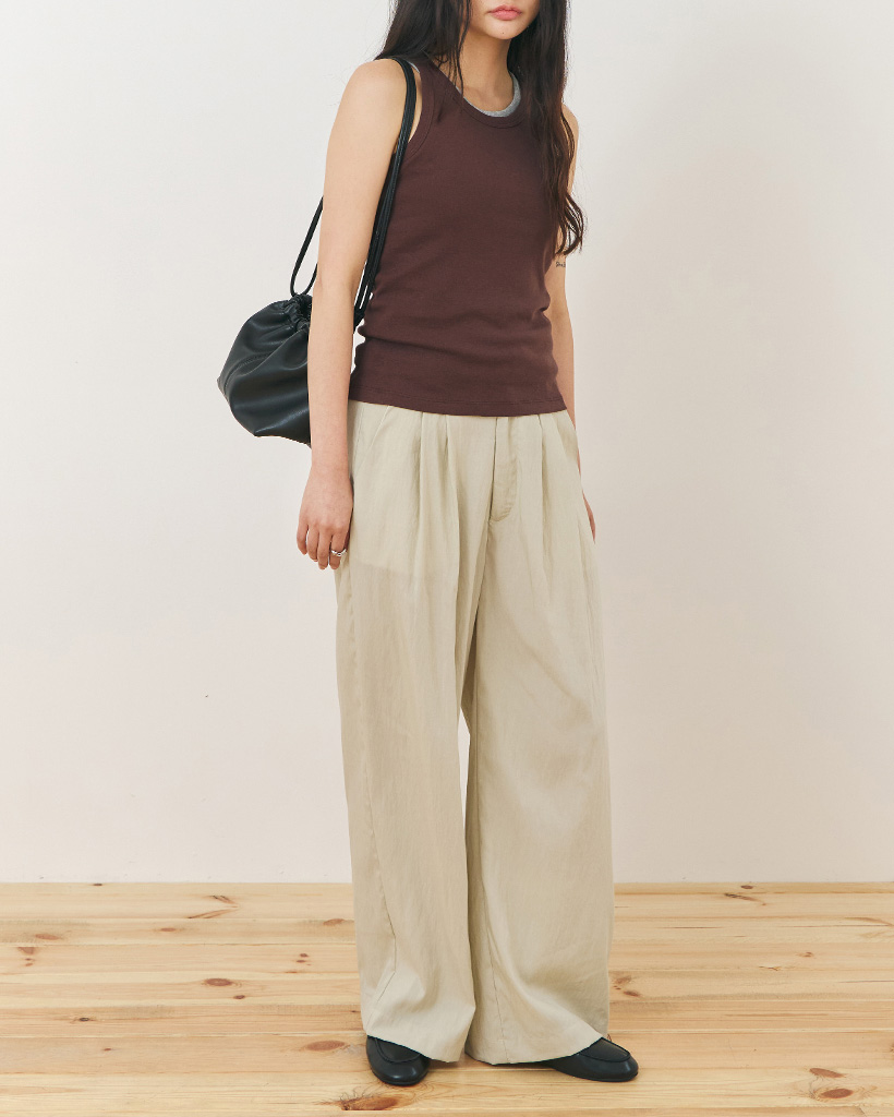 Tao Tech ワイドパンツ ORIGINAL) ツータックワイドパンツ(beige) | ファッション通販