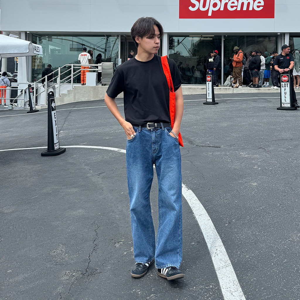 (ユニセックス) ストレートデニムパンツ