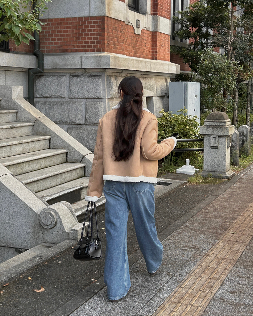 クロップドボタンムートンジャケット | ファッション通販サイト NUGU