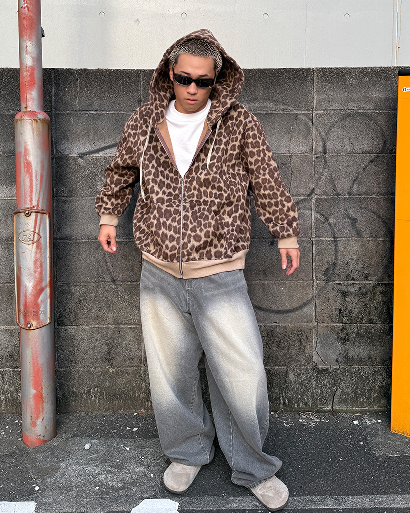 KRY YEGAN クマミミ　レオパードパーカー KRY YEGAN クマミミ レオパードパーカー URA」豹柄パーカ | KRY