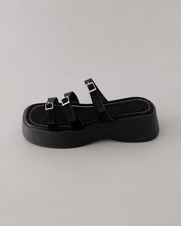 厚底バックルストラップスリッパ (1color) | ファッション通販