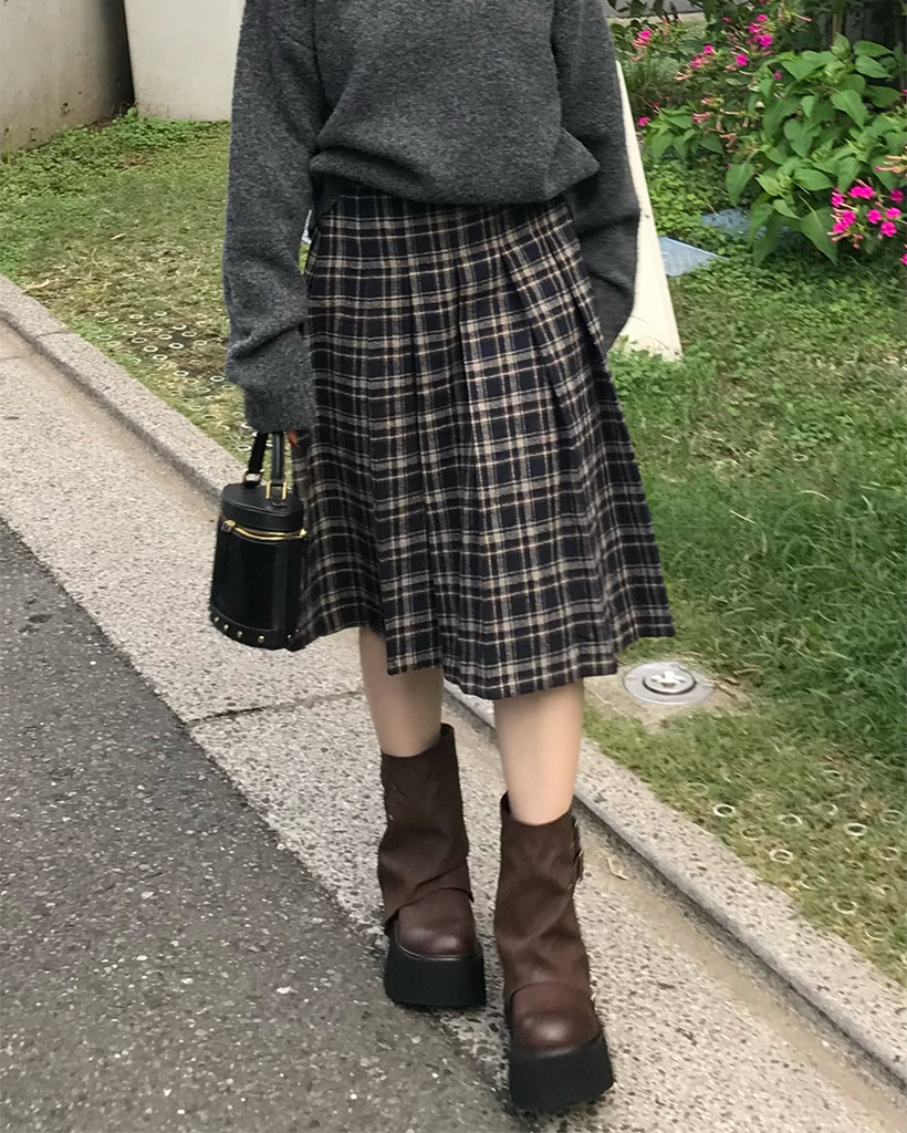 チェックプリーツミディスカート | ファッション通販サイト NUGU