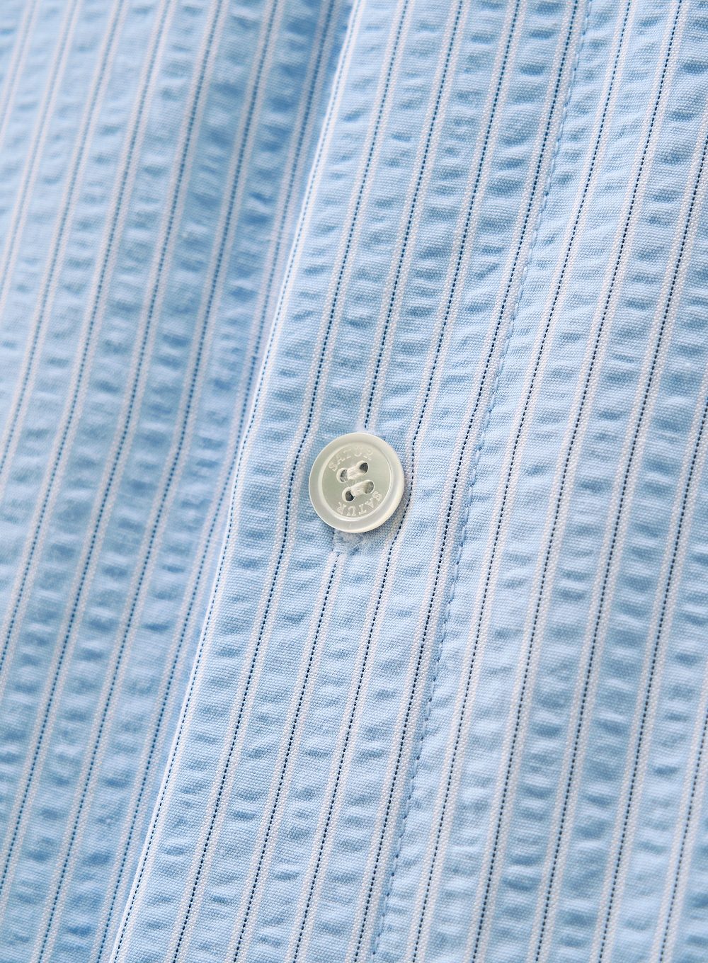 Seersucker Basic Pocket Shirt - Light Blue | ファッション