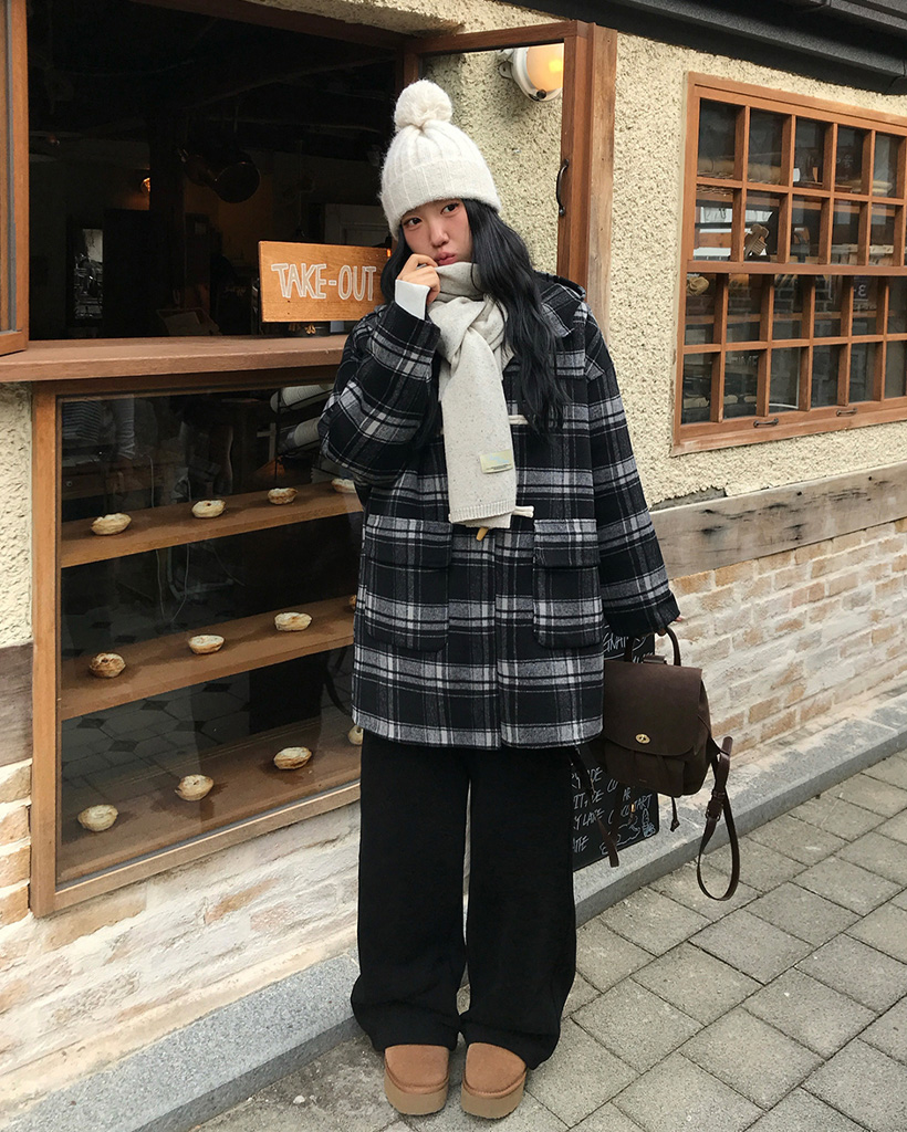 ORIGINAL]メーター チェックフード付きダッフルコート | ファッション