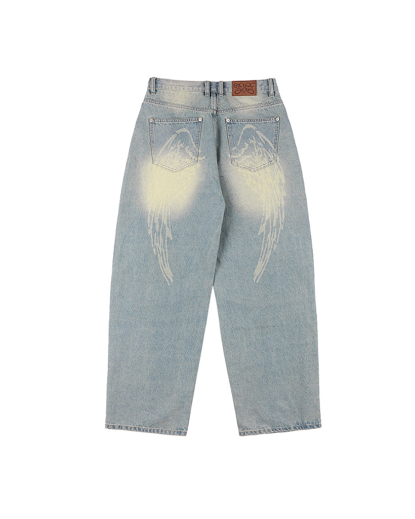 Influencer pick] Angel Vintage Washing Pintuck Pants (Blue