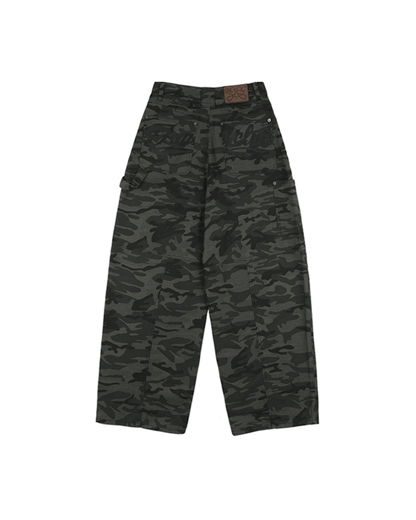 Influencer pick] Carpenter Lettering Denim Pants (Dark Gray