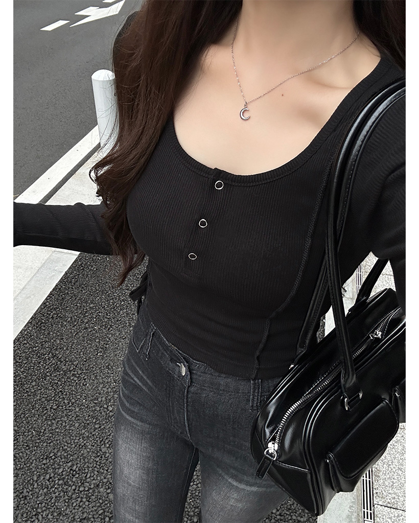 クロップドヘンリーネックトップス | ファッション通販サイト NUGU