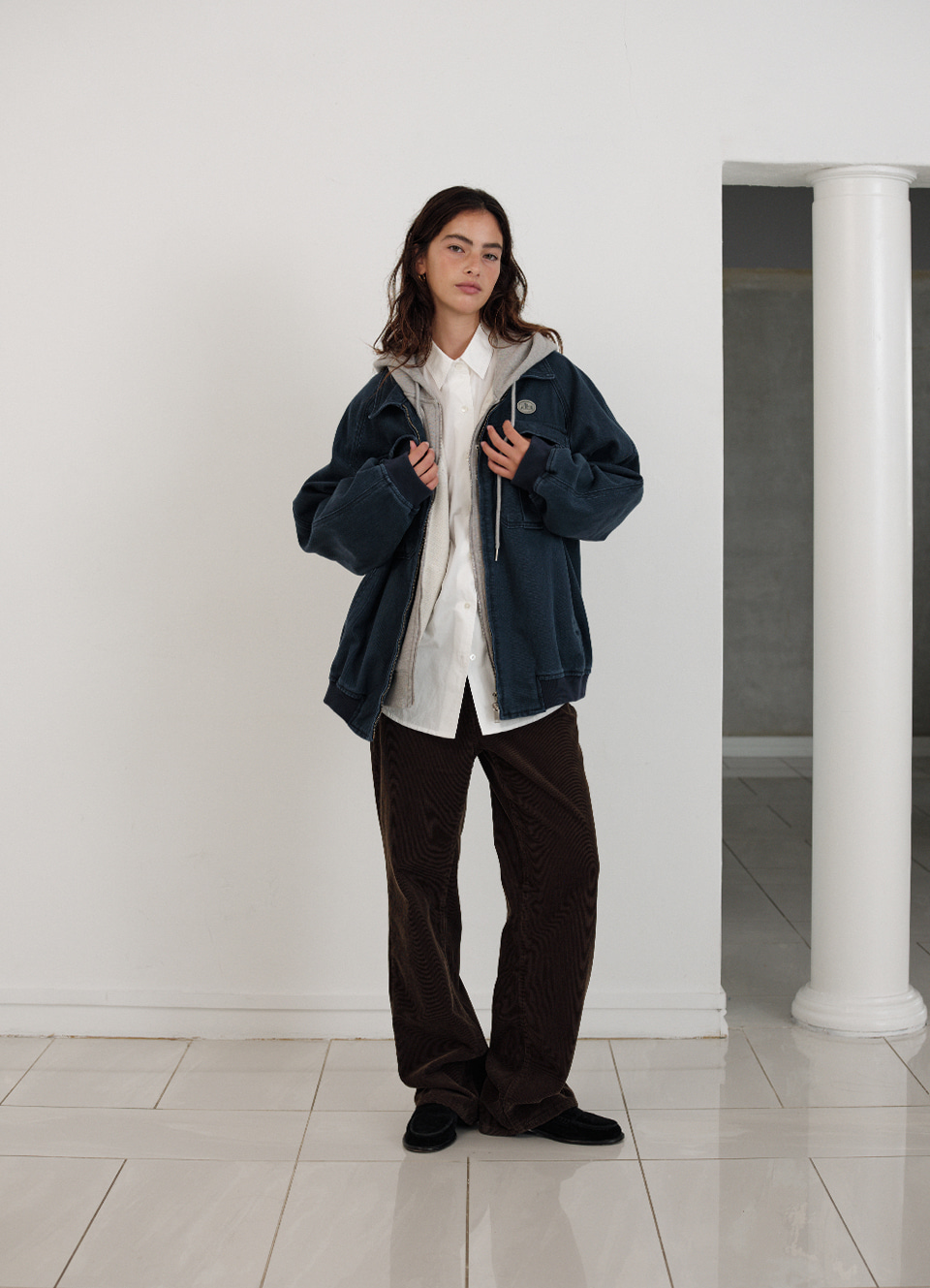 Oversized Tessie Cotton Blouson_Navy | ファッション通販