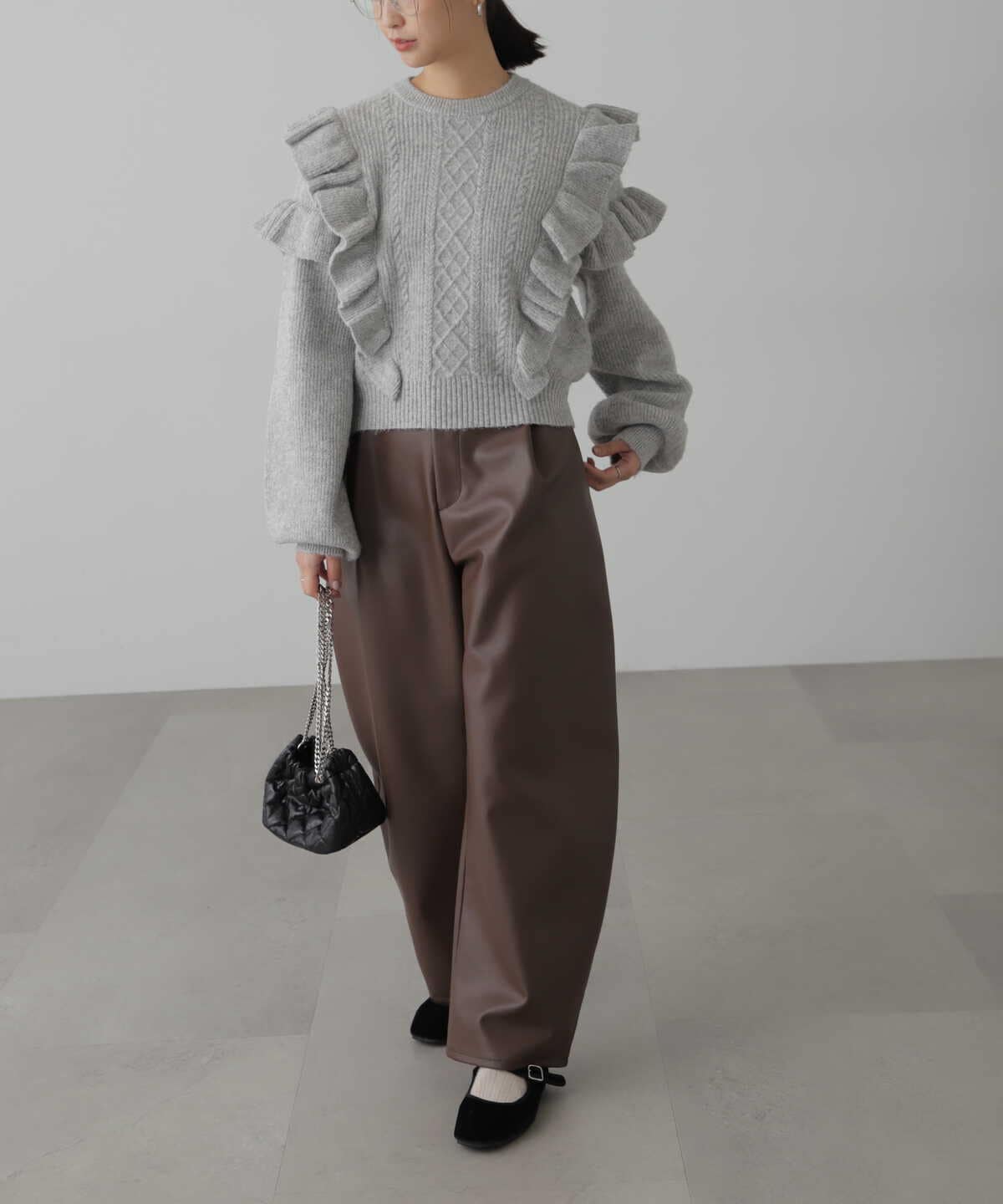 ◇肩フリルケーブルニット | ファッション通販サイト NUGU