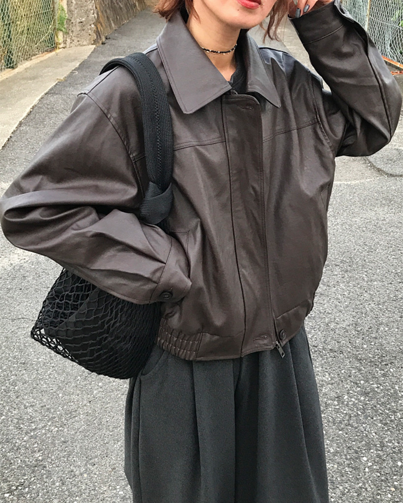 クロップドレザージャケット | ファッション通販サイト NUGU