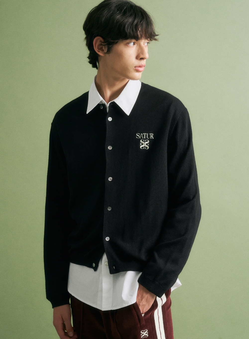 Basic Crew Neck Fine Cardigan - Black | ファッション通販サイト NUGU