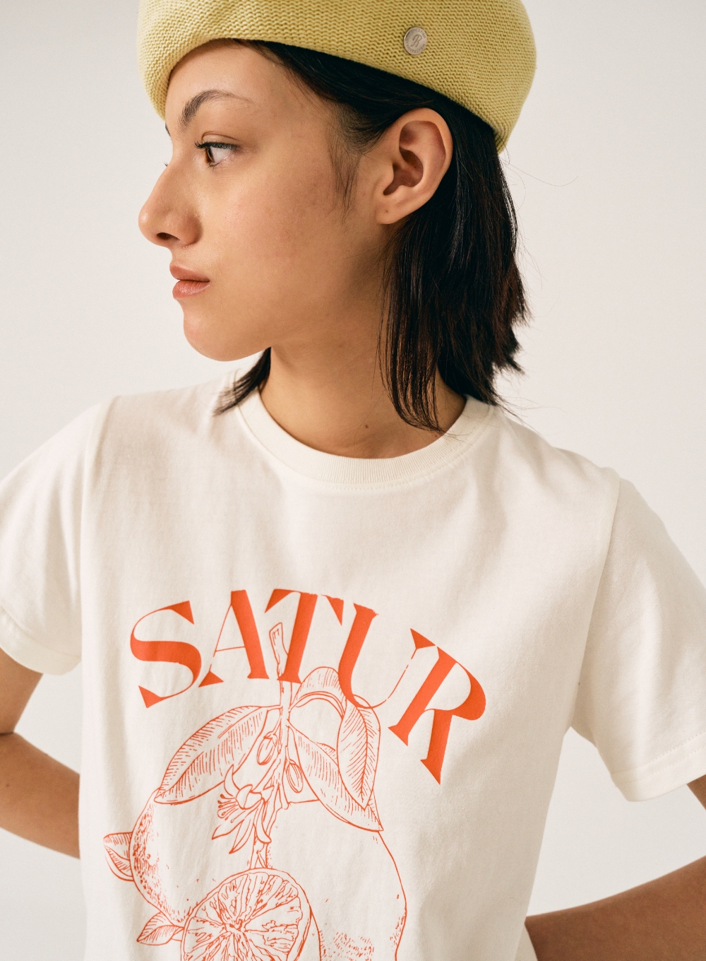 W) Capri Citron Drawing Summer Graphic T-Shirt - Cream