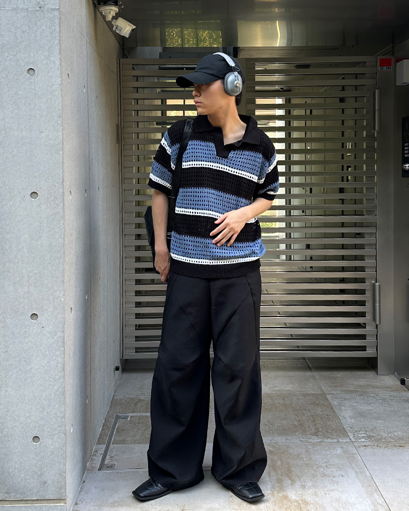 メンズ ボーダー ニットTシャツ 無地ボーダーニットTシャツ/40代50代からのメンズファッション