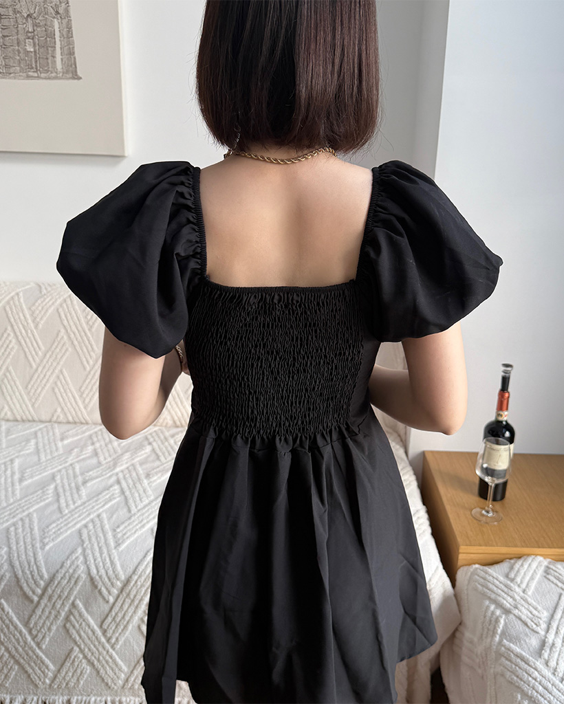 パフスリーブオフショルダーミニワンピース | ファッション通販