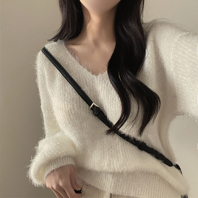 NICOLE FARHI Vネックニット XL ニコル・ファーリ モヘアセーター NICOLE FARHI Vネックニット XL ニコル・ファーリ モヘアセーター