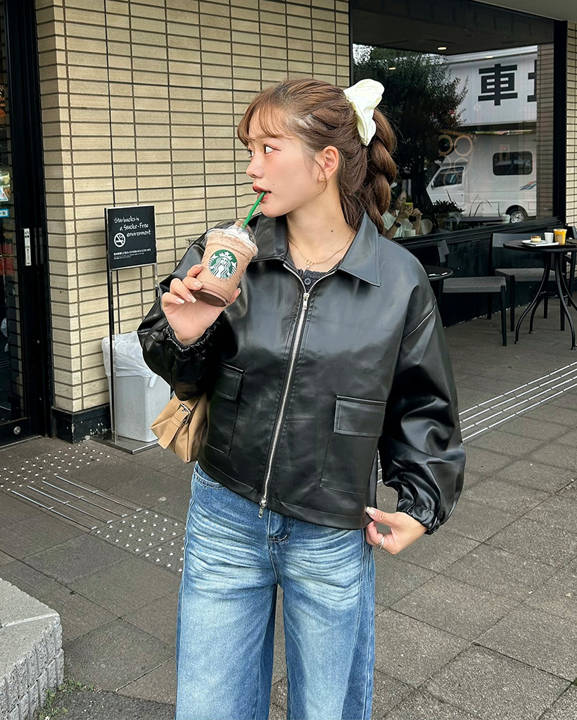 ドローストリングレザージャケット | ファッション通販サイト NUGU