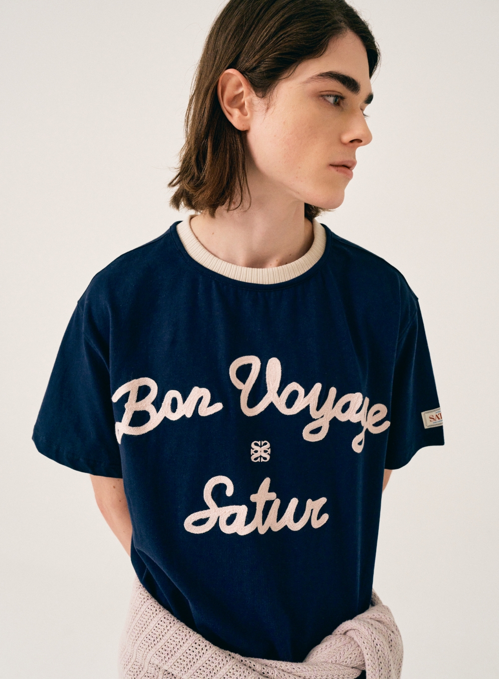 Satur Logo Voyage T-Shirt - Navy Pink | ファッション通販