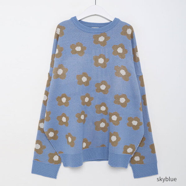 45R 秋の草花柄のニット 45R 秋の草花柄のニット